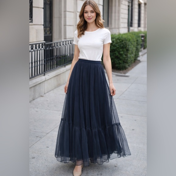 Anthropologie NEW NIKITA MHAISALKAR maxi tulle navy skirt size xs women’s - Picture 8 of 8
